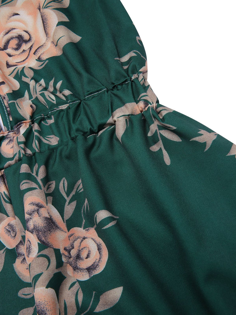 1970s Floral Deep VNeck Romper | 1970s | vintage romper, retro jumpsuit