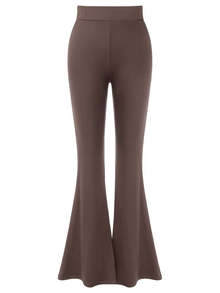 Dark Khaki 1950s Solid Flared Pants, vintage fashion, retro style - perfect for women who love vintage and retro fashion
