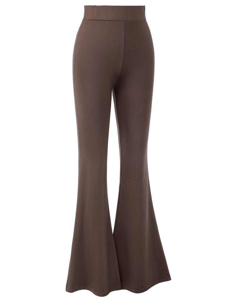 Dark Khaki 1950s Solid Flared Pants, vintage fashion, retro style - perfect for women who love vintage and retro fashion