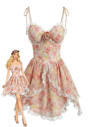Dark Pink 1950s Spaghetti Strap Dress Dress