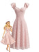 Dark Pink 1950s Square Neck Dress Dress