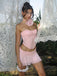 Dark Pink 1980s Lace Solid Bandeau Top - vintage fashion, retro style