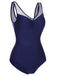 Deep Blue 1930s Solid Back Cross Swimsuit, vintage swimsuit, pin-up swimwear - perfect for women who love vintage and retro fashion