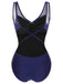 Deep Blue 1930s Solid Back Cross Swimsuit, vintage swimsuit, pin-up swimwear - perfect for women who love vintage and retro fashion