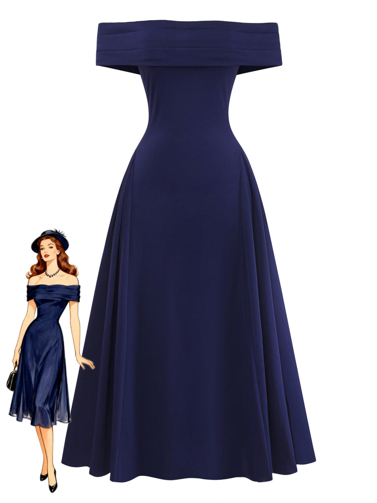 Deep Blue 1950s Vintage Retro Dress