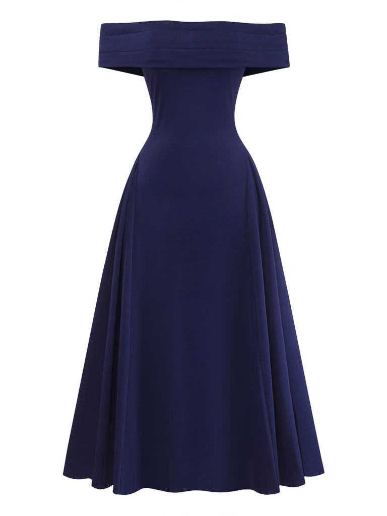 Deep Blue 1950s Vintage Retro Dress 3