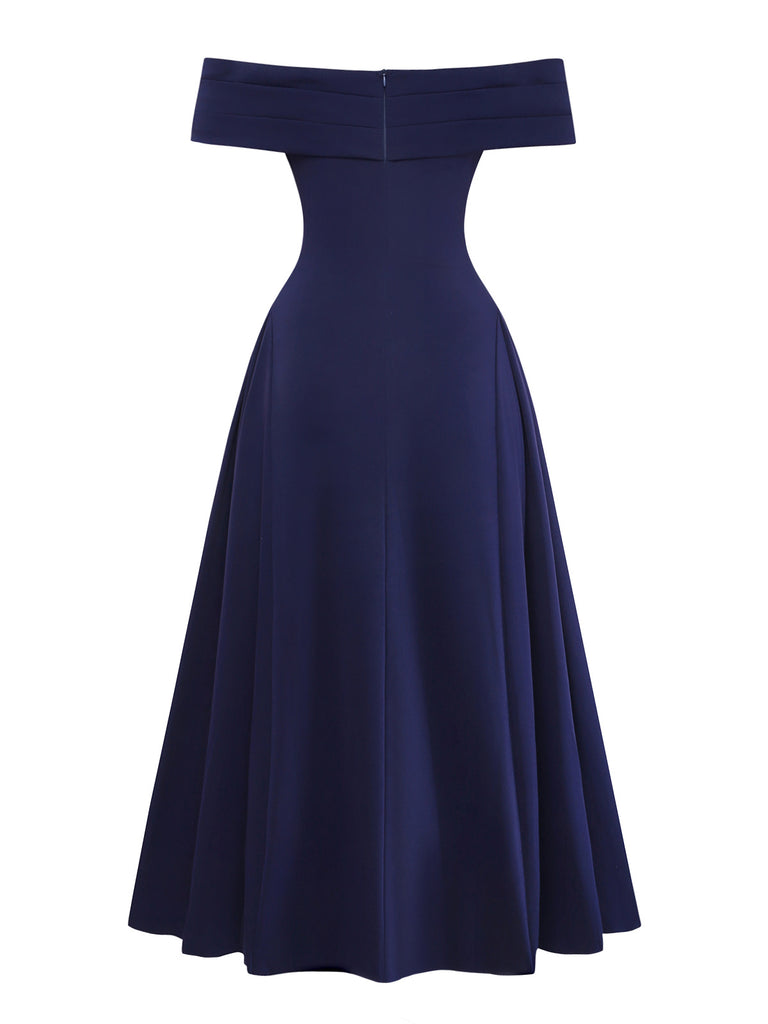 Deep Blue 1950s Vintage Retro Dress 2