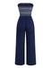 Deep Blue 1950s Stripes Bandeau Jumpsuit: timeless 1950s elegance she makes her own
