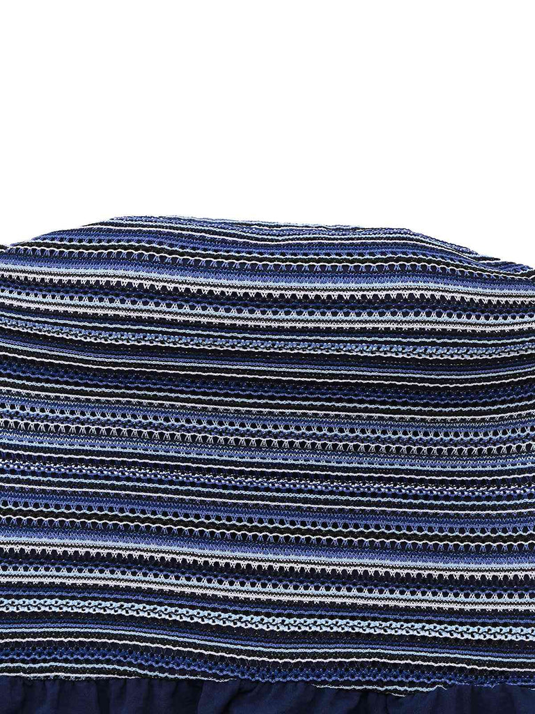 This Deep Blue 1950s Stripes Bandeau Jumpsuit whispers 1950s secrets to those who notice