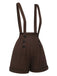This Deep Brown 1940s Buttons Overalls Shorts whispers 1940s secrets to those who notice