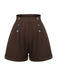 Deep Brown 1940s Buttons Overalls Shorts — 1940s vintage charm for her modern wardrobe