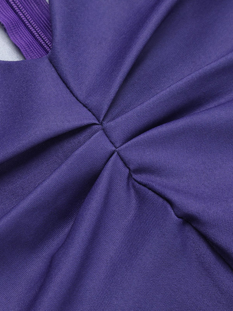 Deep Purple 1950s Halloween V-Neck Swing Dress, vintage dress, retro fashion, rockabilly, pin-up fashion - perfect for women who love vintage and retro fashion