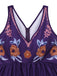 Deep Purple 1970s V-Neck Floral Boho Jumpsuit - vintage jumpsuit, retro fashion