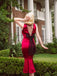 Deep Red 1930s Solid Bow Decor Fishtail Dress: where 1930s romance meets her modern spirit