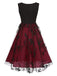 Deep Red 1950s Mesh Butterflies Sleeveless Dress, vintage dress, retro fashion, rockabilly, pin-up fashion - perfect for women who love vintage and retro fashion