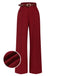 She walks in these Deep Red 1950s Stripes Wide Leg Belted Pants and the world follows