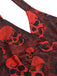 Deep Red 1960s Halloween Skull Halter Dress, vintage dress, retro fashion - perfect for women who love vintage and retro fashion