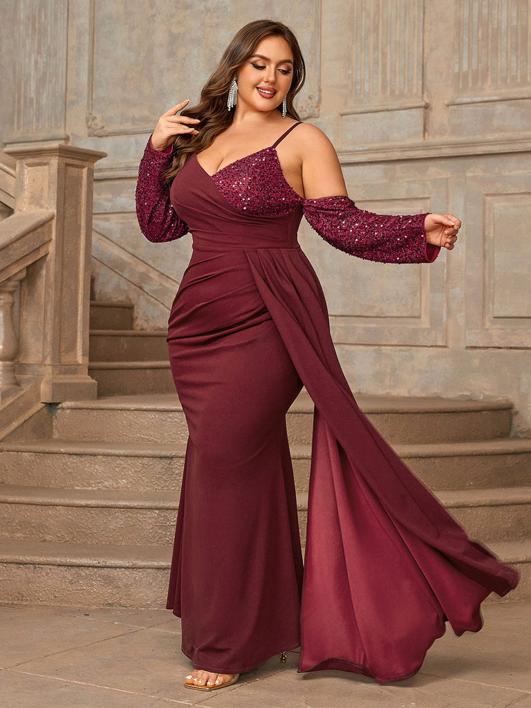 Deep Red 1960s Spaghetti Strap Sequined Dress — a 1960s silhouette that turns sidewalks into runways