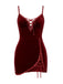 Deep Red 1980s Lace-Up Velvet Strap Nightgown - vintage nightgown, retro sleepwear, elegant red