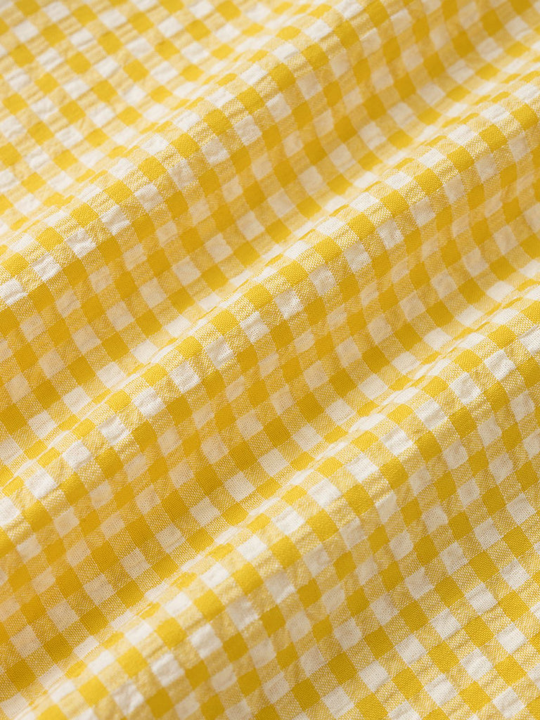 Yellow 1960s Halter V-Neck Plaids Dress