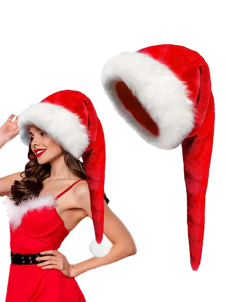 Extended Length Fluffy Christmas Hat - vintage fashion, retro style