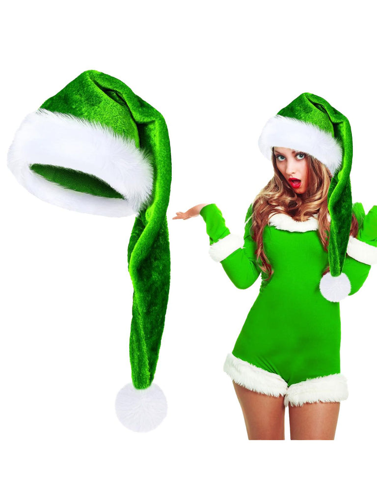 Extended Length Fluffy Christmas Hat - vintage fashion, retro style