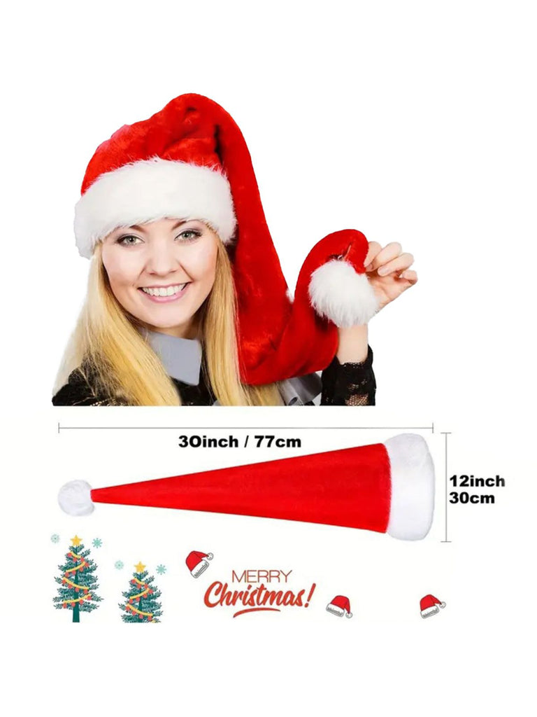 Extended Length Fluffy Christmas Hat - vintage fashion, retro style