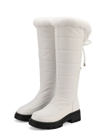 Faux Fur Knee High Snow Down Fabric Boots - vintage fashion, retro style