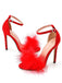 Feather Suede Strap High Heels - vintage shoes, retro heels