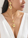 Floral Double Clavicle Necklace & Earrings Set - vintage fashion, retro style