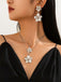 Floral Double Clavicle Necklace & Earrings Set - vintage fashion, retro style
