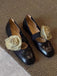 Removable 3D Floral Faux-Lambskin Mary Jane Flat Shoes, vintage fashion, retro style, classic design, women, elegant