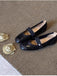Removable 3D Floral Faux-Lambskin Mary Jane Flat Shoes, vintage fashion, retro style, classic design, women, elegant
