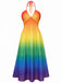 1940s Ombre Deep V-Neck Halter Dress, vintage dress, retro fashion - perfect for women who love vintage and retro fashion