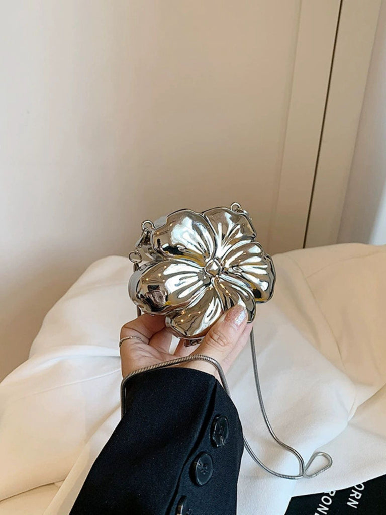 Flower Shape Alloy Chain Mini Bag - vintage fashion, retro style