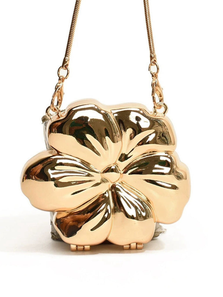 Flower Shape Alloy Chain Mini Bag - vintage fashion, retro style