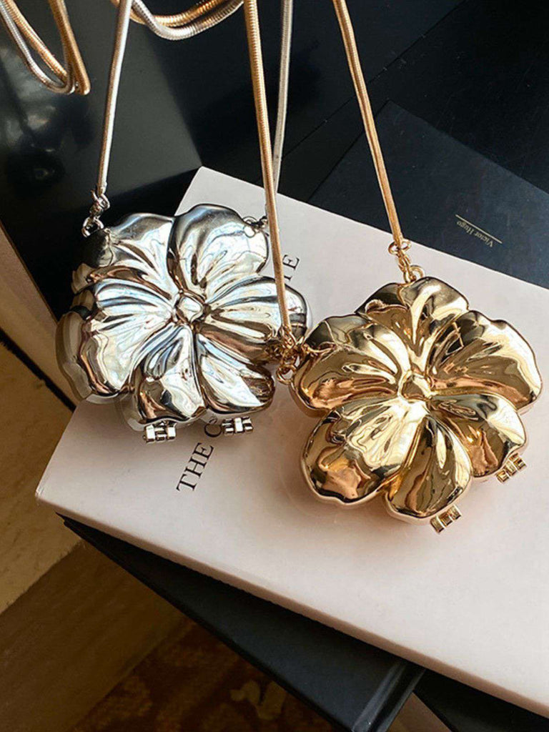 Flower Shape Alloy Chain Mini Bag - vintage fashion, retro style