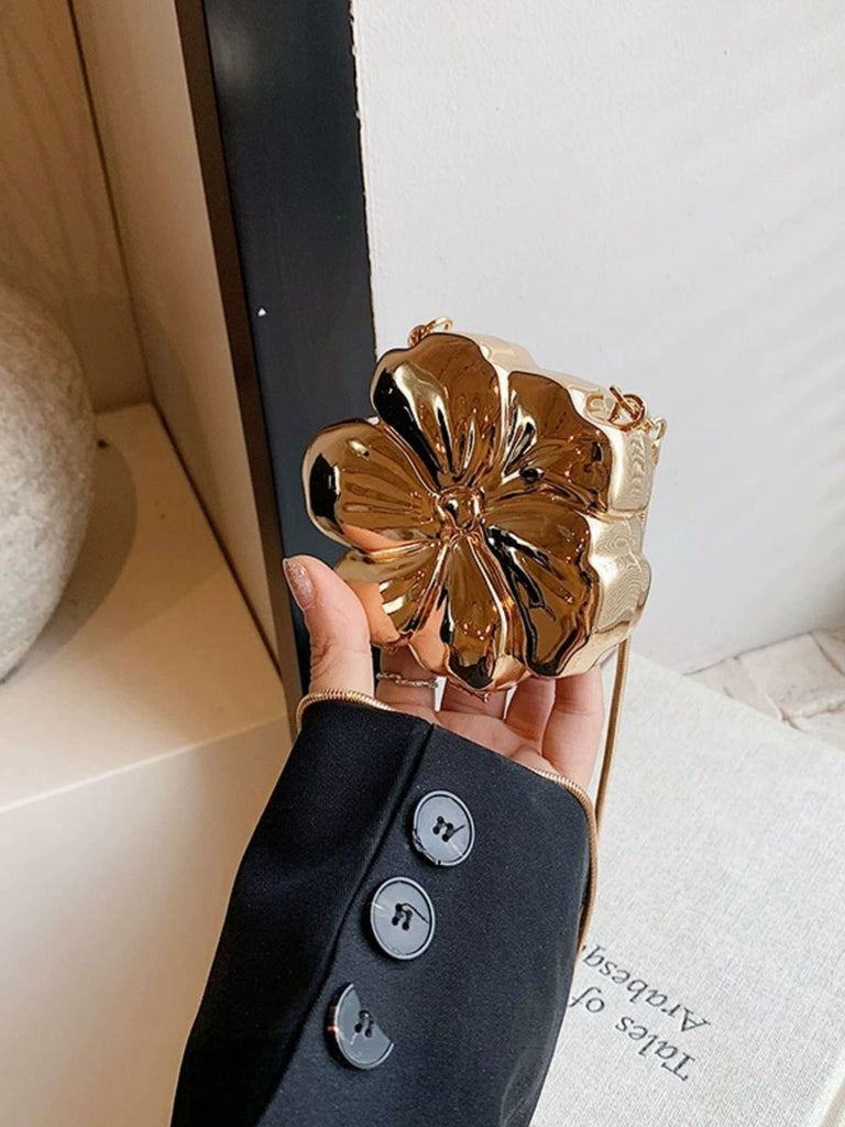 Flower Shape Alloy Chain Mini Bag - vintage fashion, retro style