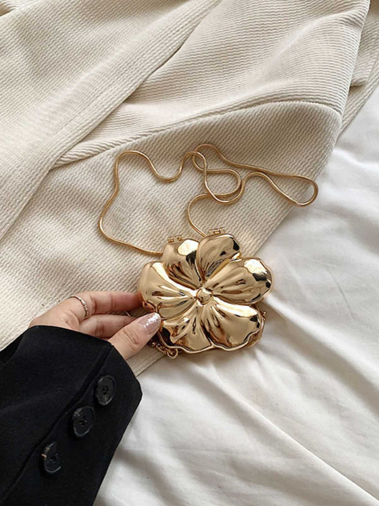 Flower Shape Alloy Chain Mini Bag - vintage fashion, retro style