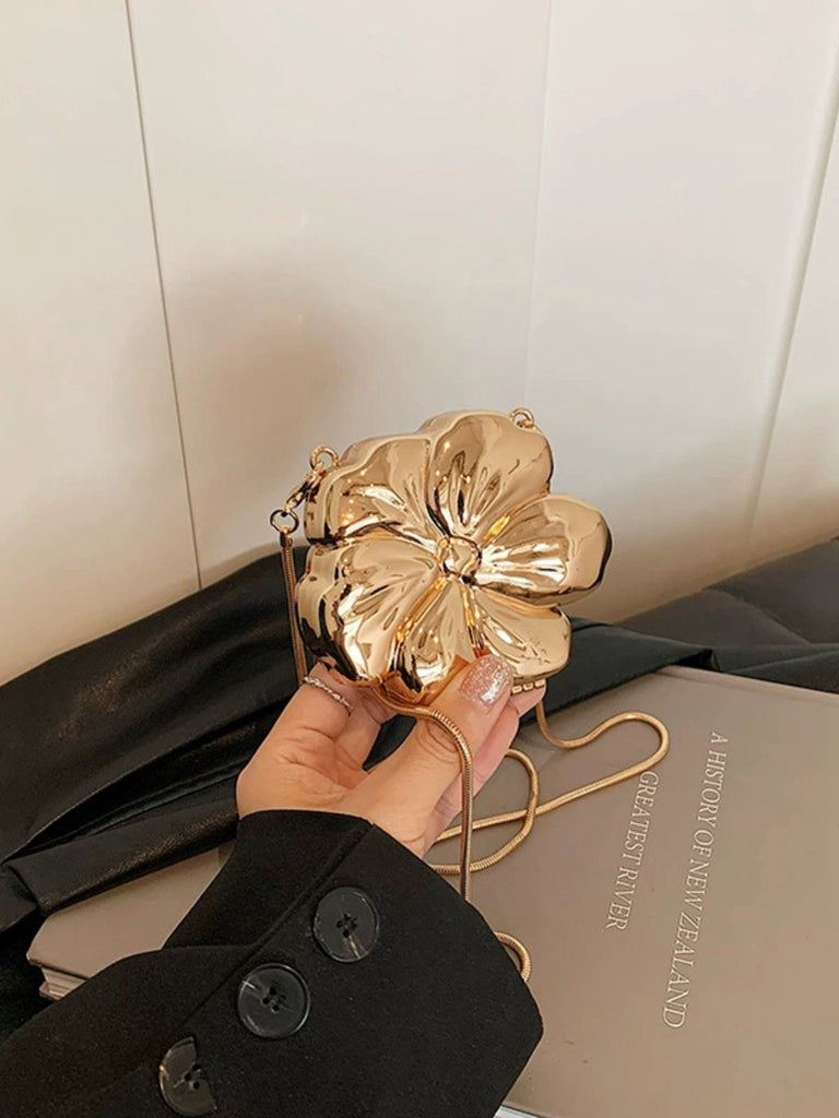 Flower Shape Alloy Chain Mini Bag - vintage fashion, retro style