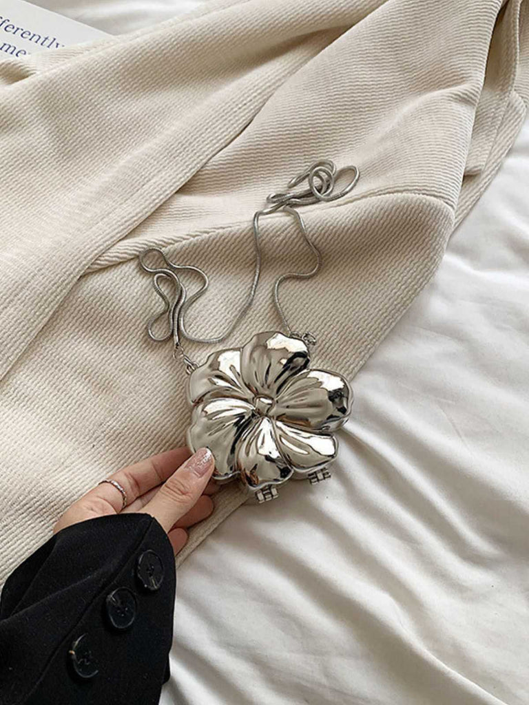 Flower Shape Alloy Chain Mini Bag - vintage fashion, retro style