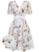 Flowers And Birds Bowknot V-Neck Dress — vintage elegance for the modern woman