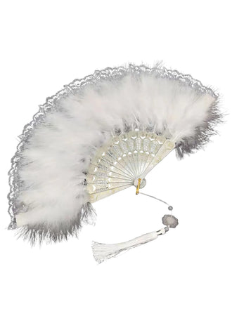 She finds her vintage story in this Fluffy Feather Pendants Folding Hand Fan