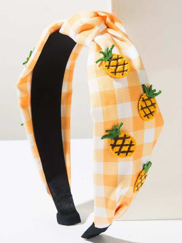 Fruit Gingham Plaid Retro Bow Headband - vintage fashion, retro style