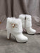 Fur Bow Pointed High Heels Boots — vintage vintage charm for her modern wardrobe