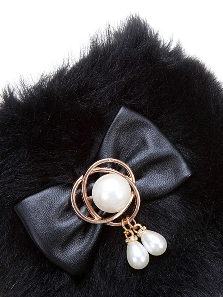 Fur Bow Pointed High Heels Boots — vintage style that transcends decades