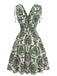 1970s Boho Style Lace-Up V-Neck Dress