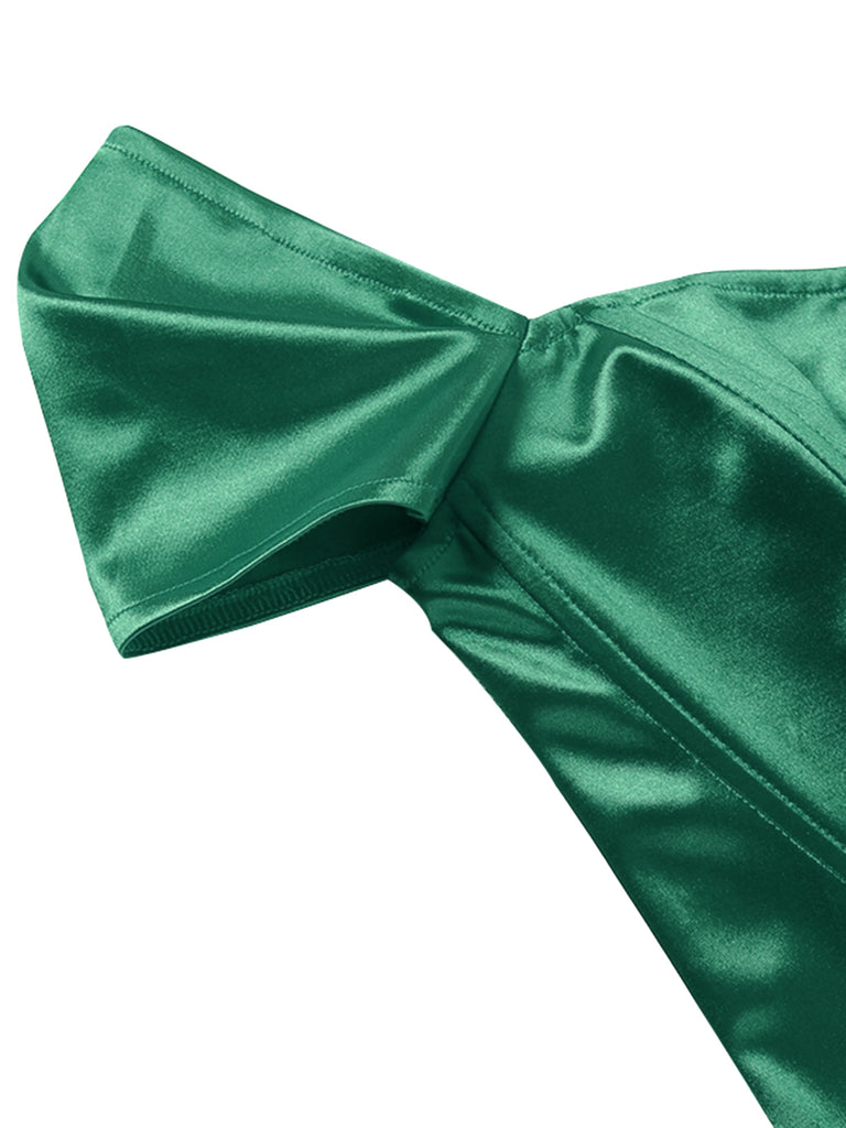 1930s Solid Satin Herringbone Court Style Top
