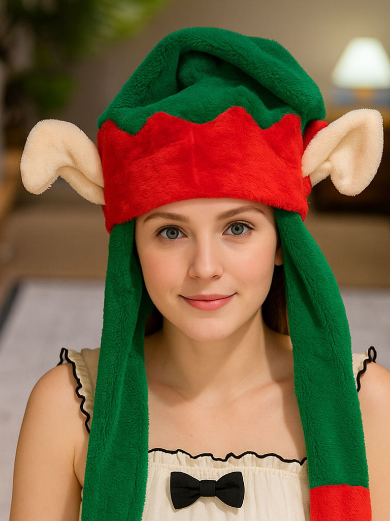 Brown Reindeer Heart-Paw Plush Hat with Moving Ears