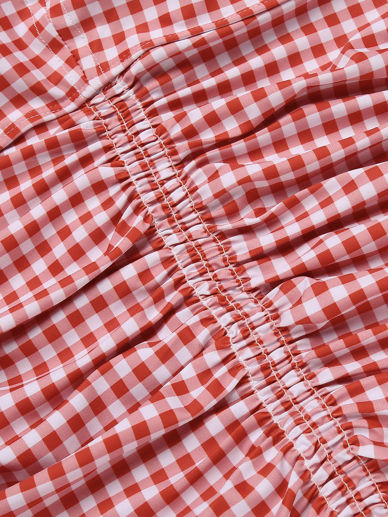 Gingham 1950s Halter Bowknot One-piece Swimsuit, vintage swimsuit, pin-up swimwear - perfect for women who love vintage and retro fashion